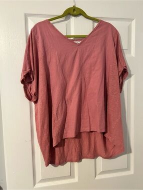 Chico's Dusty Rose V-Neck Short Sleeve Top